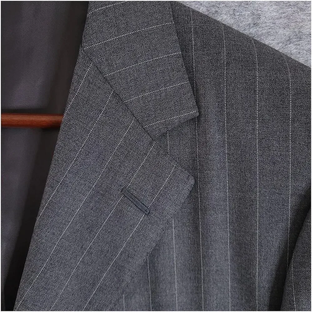 Ermenegildo Zegna Su Misura Wool Pinstripe Blazer Mens 40R Gray Italy 3 Button